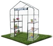 Invernadero con 4 estantes Mobiclinic Puerta enrollable Invernadero de jardín Fijación Segura Impermeable PVC 143x73x195 cm Home Grow