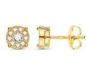 Pendientes Oro 18k chatón 6.5 mm. 10 diamantes