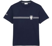 Camiseta Azul Marino Lacoste Estampada con Estampado de Tenis Clásico