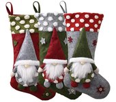 Medias de Navidad grandes, paquete de 3, medias de Navidad Clásicas De Papá Noel para adultos y niños, Bolsa de reglio with bolsita de Caramelos para Adorno