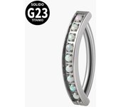 1PC G23 Titanium Navel Piercing Fire Opal Simple Belly Button Ring  Cz Reverse Curved Glossy Snap Belly Piercing Body Jewelry