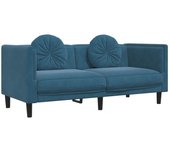 Sofá con cojines 2 plazas terciopelo azul