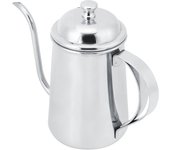 Cafetera de acero inoxidable de 650 ml con cuello de cisne y boca larga, tetera para café manual