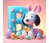 Cute Snoopy With Easter Egg Letters Diamond Painting Art 5d Diy Fantasy Cartoon Dog Alphabet Mosaic Cross Stitch Home Decor Gift
