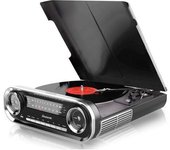 LAUSON Tocadiscos Diseño Vintage Coche de Colección con 2 Altavoces Estéreo Integrado de 3 W | Tocadiscos Vinilo con Radio FM, Función Bluetooth, USB, AUX | 3 Velocidades (33, 45, 78)  (Varios colores) Crema, Negro, Azul, Rojo
