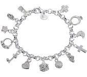 Top Quality 925 Sterling Silver Color Bracelet Nice Cross Moon Heart Clock Ball Cube Star Charms Jewelry for Women Girls