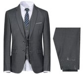Mens Suit Wedding Party Dinner 3-pieces Suit Blazer Vest Pants 9 Colors