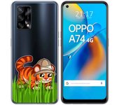 Tumundosmartphone Funda Gel Transparente para Oppo A74 4G diseño Tigre Dibujos