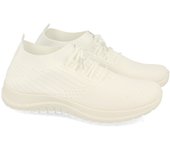 Davinia Shoes Zapatillas de Mujer, Comodas y de Estilo Casual con Tejido Elastico, y Cordones, Primavera Verano 2021 Shoes&Blues.es C1030-Blanco
