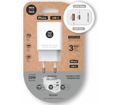 Cargador de pared tech one tech tec2267/ 1xusb tipo-c/ 1xusb/ 3a/ blanco
