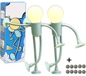Paquete de 2 luces nocturnas con forma intercambiable y divertidas de deportista, luz nocturna divertida con ventosa, lámpara de escritorio pequeña y versátil para dormitorio creativo, bombilla para persona, se envían 10 pilas (negro)