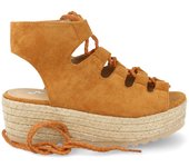 Davinia Shoes Sandalia Mujer Plataforma Casual de Yute con Cordon Ajustable Espardeñas de Moda Primavera Verano 2019 Shoes&Blues.es D8520-Camel
