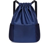 Mochara Deportiva Grande with Cordón para Nadar, para helbres y Mujeres, Bolsa Deportiva para Gimnasio, mochila con Cordón, mochila Escolar de viaje con impermeable para niños y niñas (Azul)