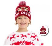 Partilandia Gorro de Navidad Reno Oh Deer burdeos infantil
