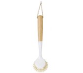 Vigar - Cepillo Lavaplatos Zeroline Bamboo Redondo Gris Claro Eco - Friendly - Mango De Bambú - Cerdas Suaves - Limpieza Efectiva - Duradero