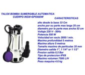 Talox bomba agua sumergible automatica cuerpo inox sp550dw