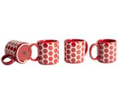 SET 4 PZS TAZAS GRES 360ML PUNTOS ROJOS TOPOS ROJOS BENETTON