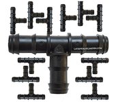 SUINGA Pack 50 Te Riego por Goteo 16mm | Te conector tuberia 16 mm | Te Goteo para Manguera de Riego 16mm negro