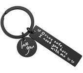 Drive Safe，I Need You Here With Me Metal Keychain Love You Keychain Men and Women Romantic Keychain Gift Birthday Father's Day