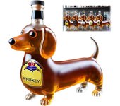Botella de whisky con forma de perro salchicha, divertida botella de whisky con forma de perro salchicha, botellas de vino de cristal con forma de perro salchicha, decoración de decantador de perro salchicha, para bar, hogar y oficina (#C)