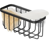 Soporte para esponja, organizador de fregadero de metal inoxidable para esponja y raspador de ollas, negro mate normal