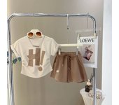 Summer New Girls Casual Suit Girls Short-Sleeved Suit T-Shirt Shorts Two-Piece Children's Sports Suit Short Casual Shorts Suit