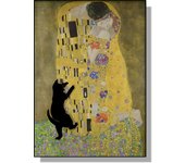 Famous Paintings Mona Lisa Starry Night With Funny Black Cat Poster Canvas Painting Sunflower Reproduction Wall Art Home Decor