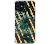 Funda compatible con iPhone 12 Mini - Hojas palmera rayas diagonales