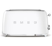 Smeg TSF02WHEU - Tostador 2 Ranuras Extra Largas para 4 Rebanadas, Estilo Vintage, Color Blanco