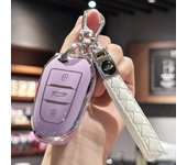 Car Key Case Cover with Leather Keychain for Peugeot 2008 3008 5008 308 508 for Opel Grandland X Mokka Corsa Insignia