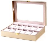 Caja de Reloj de Muñeca de 20 Ranuras Organizador de Almacenamiento de Cuero PU Regalo de Hombre