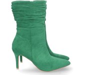 Davinia Shoes Botin de Tacon Fino para Mujer, Comodo, de Punta Fina, con Caña Arrugada, y Cierre de Cremallera, Otoño Invierno 2022 Shoes&Blues.es 2DB-2118-Verde