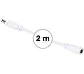 HQ-Power Cable alargador, 24 V CC, 3 A, Clavija de CC de 5,5 x 2,1 mm, Macho-Hembra, 20 AWG, 2 m, Blanco