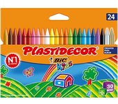 BIC Kids Ceras de Colores para Niños - Óptimo para Material Escolar - Colores Vivos Surtidos - Ideal para Colorear - 24 Ceras