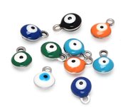 10/30/50pcs 6mm Enamel Evil Eye Beads Charm Stainless Steel DIY Craft  Charms Pendants for Jewelry Making DIY Bracelet Necklace