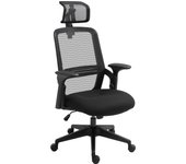 Vinsetto Silla de Oficina Ergonómica Silla Escritorio Giratoria con Altura Ajustable Reposacabezas Soporte Lumbar Regulables y Respaldo Transpirable 63,5x64,5x113-122 cm Negro