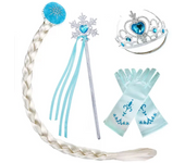 Kids Princess Cosplay Costume Plastic Crystal Tiara Snowflake Jewelry Necklace Earrings Kit Girl Elsa Anna Party Dress Accessory
