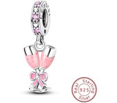 925 Sterling Silver Pink Cat Butterfly Charms Beads Star Moon Sunflower Coffee Cup Pendants Fit Bracelets DIY Jewelry