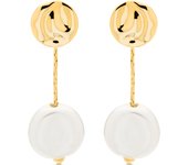 Pendientes Luxenter, vidthas perla blanca acabado en oro amarillo de 18 quilates