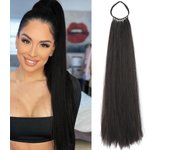 10 Shares Synthetic Long Straight Ponytail With Elastic Band Wrap Around Black PonyTail Extension For Women Hair Accessories