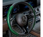 2PCS Laser Carbon Fiber Silicone Car Steering Wheel Cover 1K Micro Fiber Leather PVC Wheel Booster Cover Non-Slip Universal