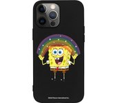 Funda original compatible con iPhone 14 Pro Max Negrocon diseño de Bob Esponja Arco Iris