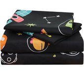 Juego de sábanas Gemela con diseño de dinosaurio para niños, sábanas de microfibra con estampado de planetas bonitos,