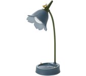 Lámpara de escritorio LED con forma de Flor, inalámbrica, ajustable, regulable, táctil, recargable, para dormitorio de Estudiantes (Azul)