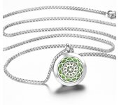 Flower of Life Stainless Steel Aromatherapy Necklace Diffuser Pendant Perfume Lockets Essential Oil Jewelry Titanium Steel Chain