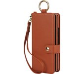 For Samsung Galaxy Z Fold 6 5 4 3 Fold6 5G Crossbody Lanyard Leather Wallet Card Case Wrist Rope Flip Stand Cover With Pen slot