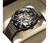 OLEVS 6651 Top Brand Men Watches Fashion Dress Automatic Mechanical Wristwatch Wateproof Luminous Hollow Flywheel Watch for man