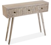 Versa Anish Mueble Recibidor Estrecho para la Entrada o el Pasillo, Mesa Consola, con 3 cajones, Medidas (Al x L x An) 81,5 x 25 x 97 cm, Madera, Color Marrón y gris