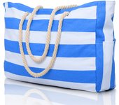 Striped zipper outer bag for outdoor travel and vacation, waterproof and sand resistant canvas, convenient folding beach bag-zmt
