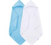 Paquete de 2 Toallas de Bebe con capucha-100 % Algodón de muselina para recien nacidos, Bebés, Niños Pequeños-Tamaños Grande de 32x32 pulgadas-Highly Absorbent y esencial para el curado del recien acid, pasta de frijoles